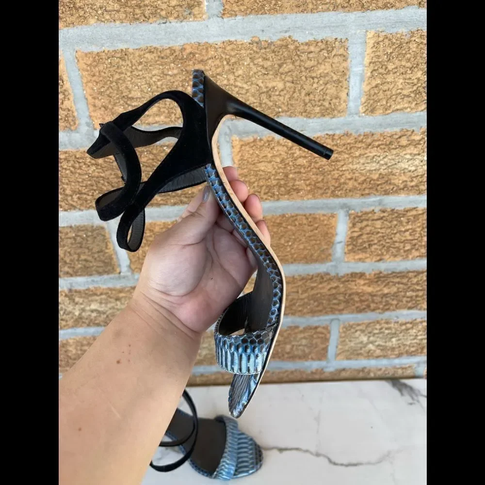 Reed Krakoff Snake and Suede Harness Sandal 391/2